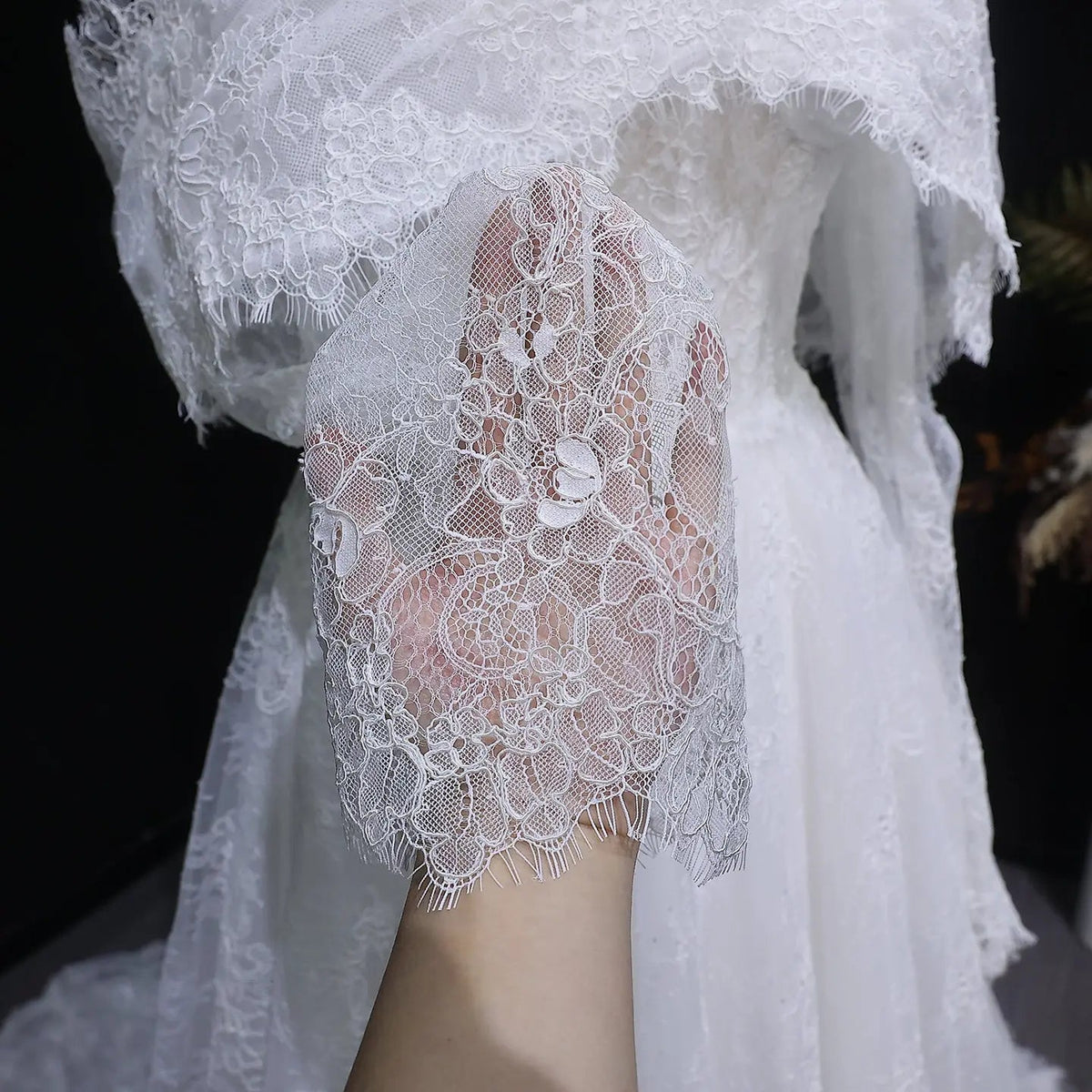 Luxury Off Shoulder Wedding Dress with Long Sleeves ZP175