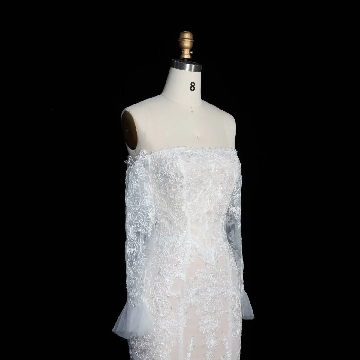 Off White  Lace Stunning Feminine Mermaid Wedding Dress Train  ZP036