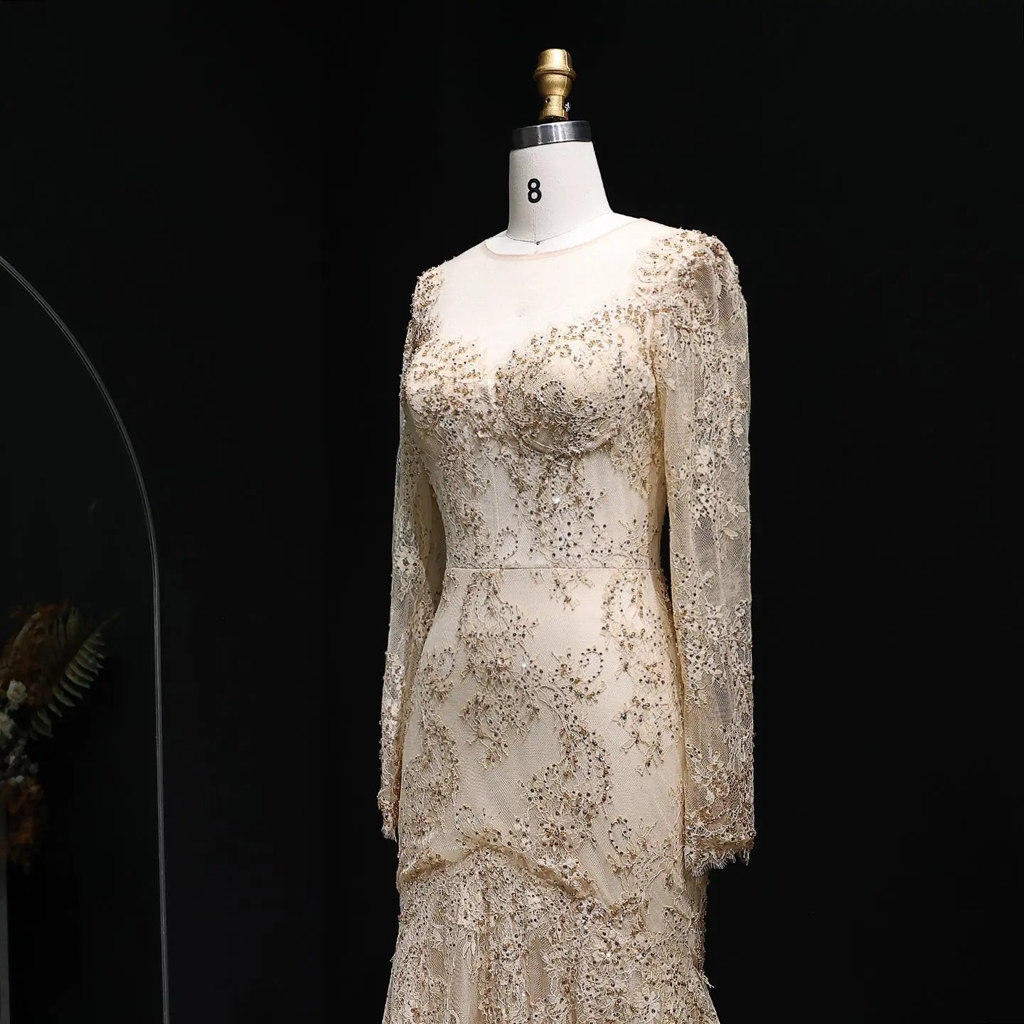 Glamorous Lace Long Sleeves Mermaid Wedding Dress ZP191