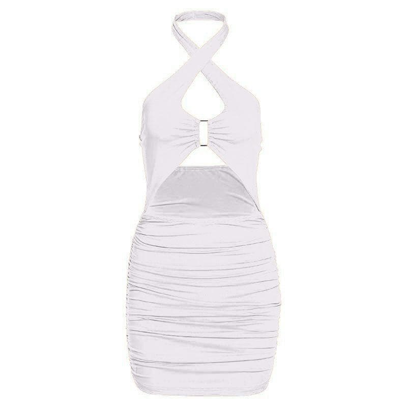 Hollow out Ring Halter Bodycon Dress