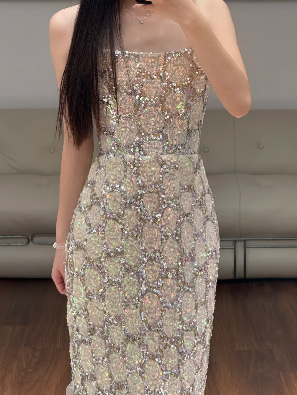 Sequin Lace Prom Party Dress Sparkle 21st Birthday Outfit Evening Dress - View 2 | VelvetHem