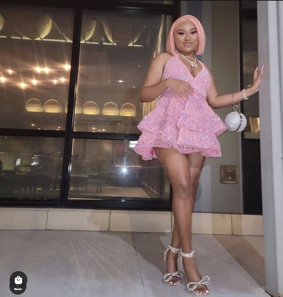 Pink Sequin Short Party Dress Homecoming Dresses