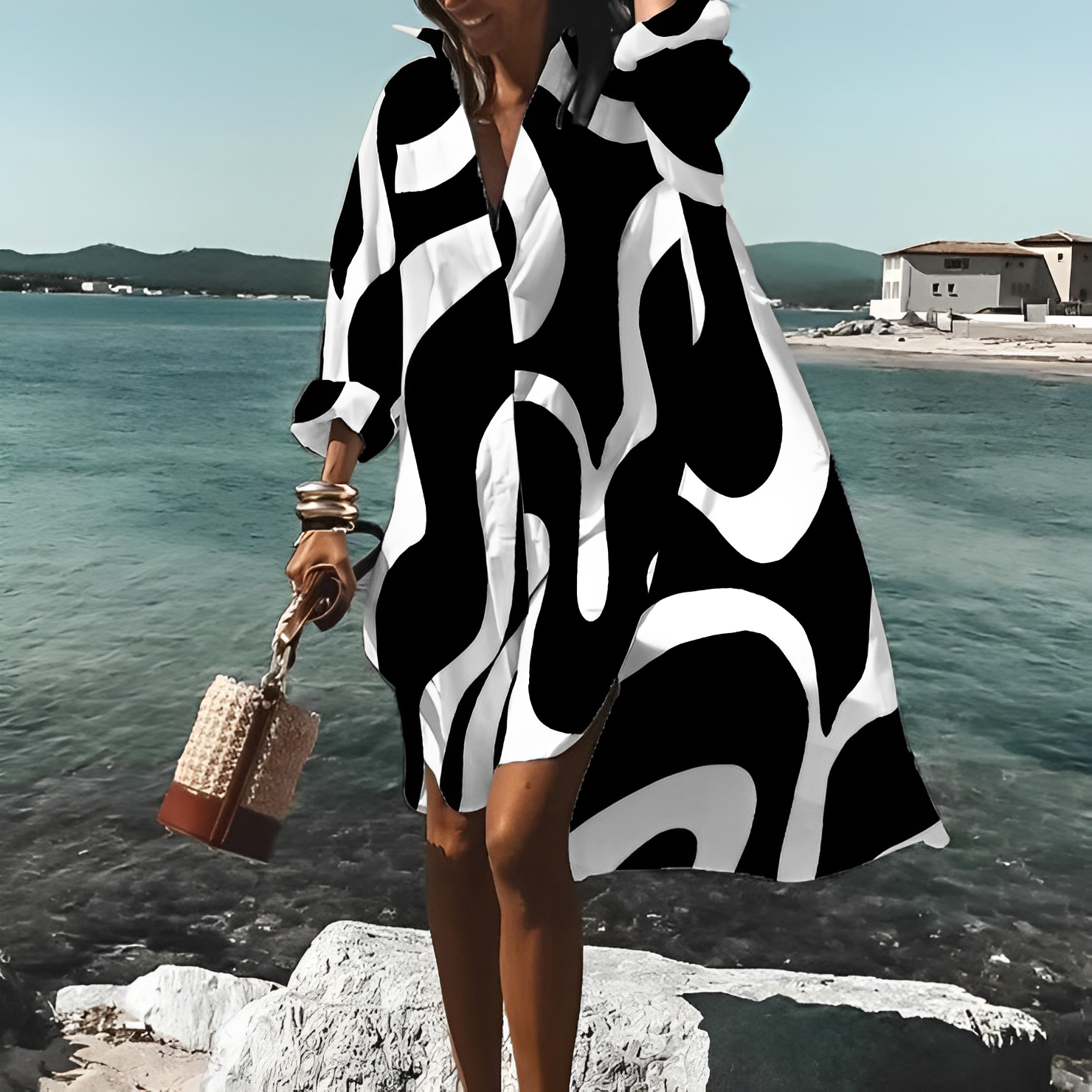 Gia Exclusive Knee Length Dress with Unique Print Boutique Collection