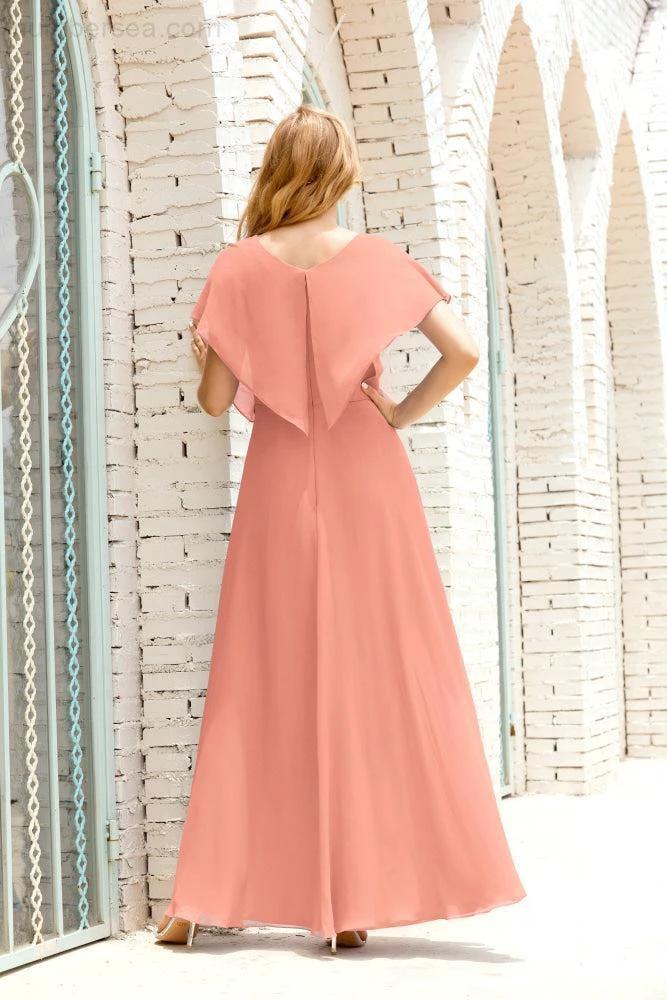 Zapdress Mother of The Bride Dresses Plus Size V-Neck Floor Length Formal Prom Dress for Wedding Guest 28020 (ZD17058)