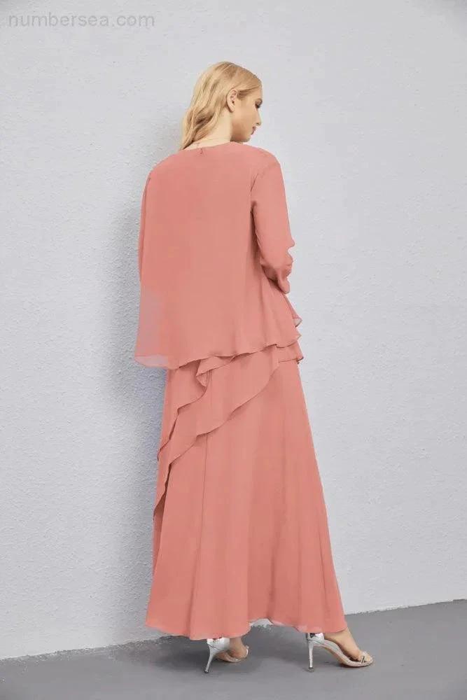 Mother of Bride Dresses with Open Front Lightweight Cardigan Formal Prom Gown  28081 (ZD16990)