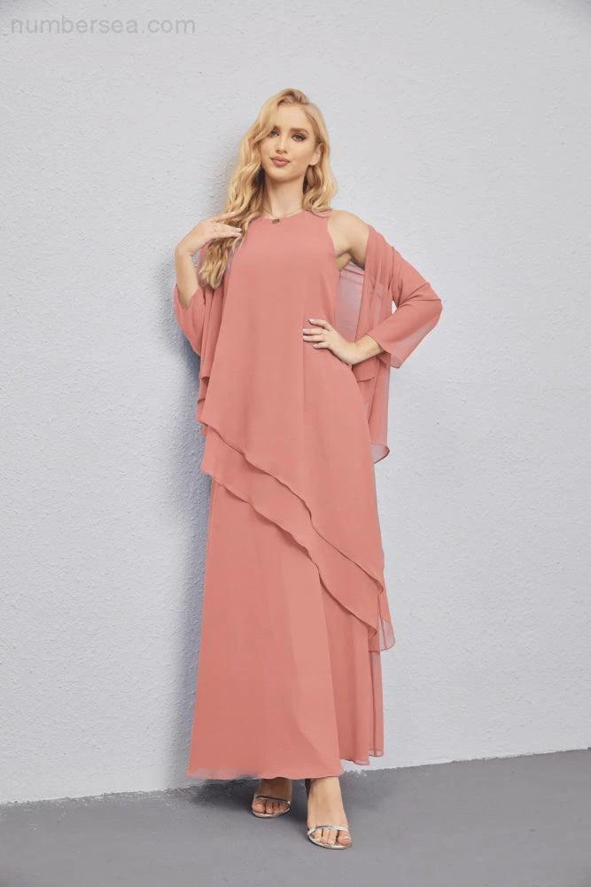 Mother of Bride Dresses with Open Front Lightweight Cardigan Formal Prom Gown  28081 (ZD16990)