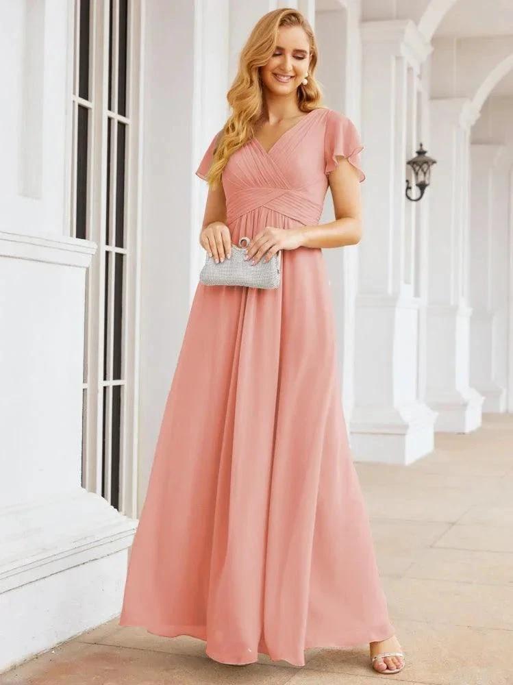 Numbersea Formal Prom Gowns for Mother of The Bride Cap Sleeves Bridesmaid Dress 28047 by numbersea