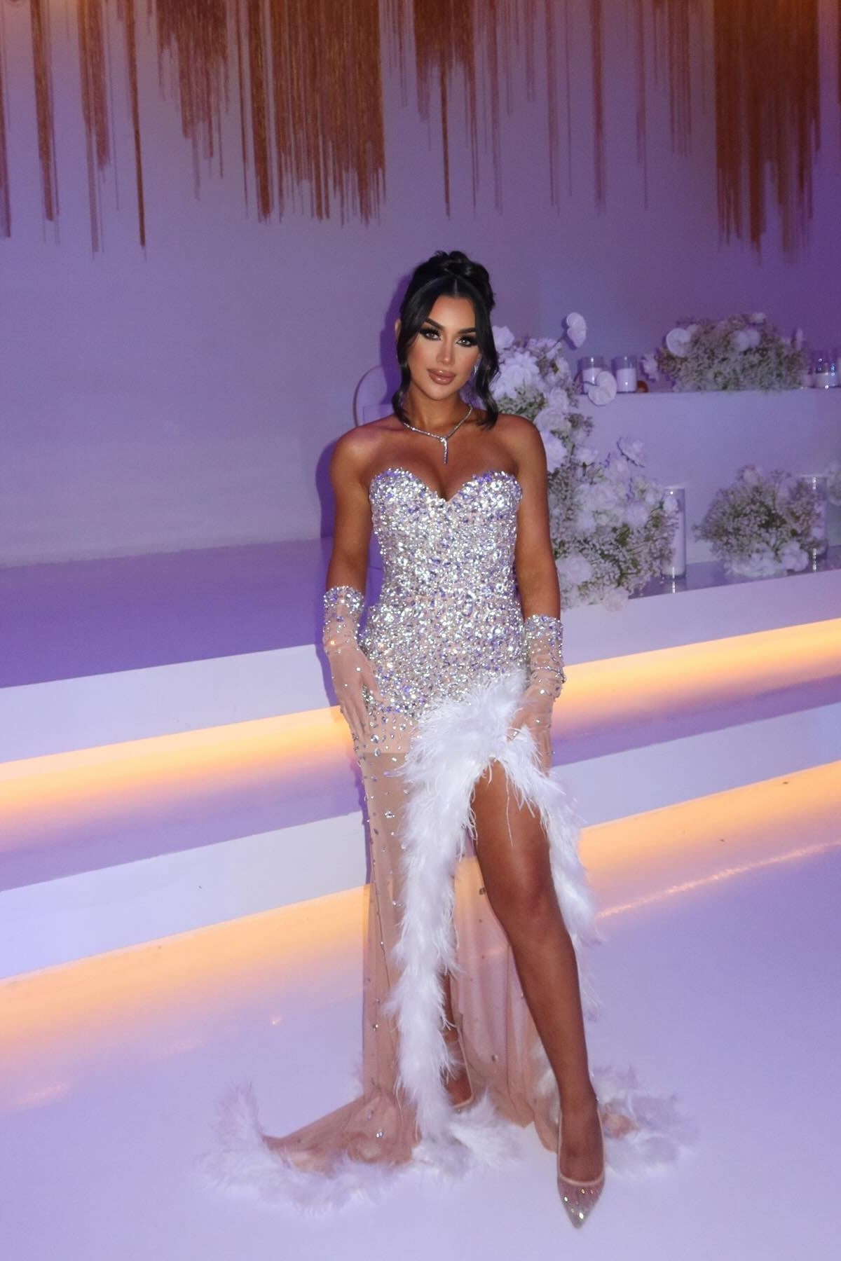 Sparkly Sheath Sweetheart Champagne Long Party Dress with Beading - View 5 | VelvetHem