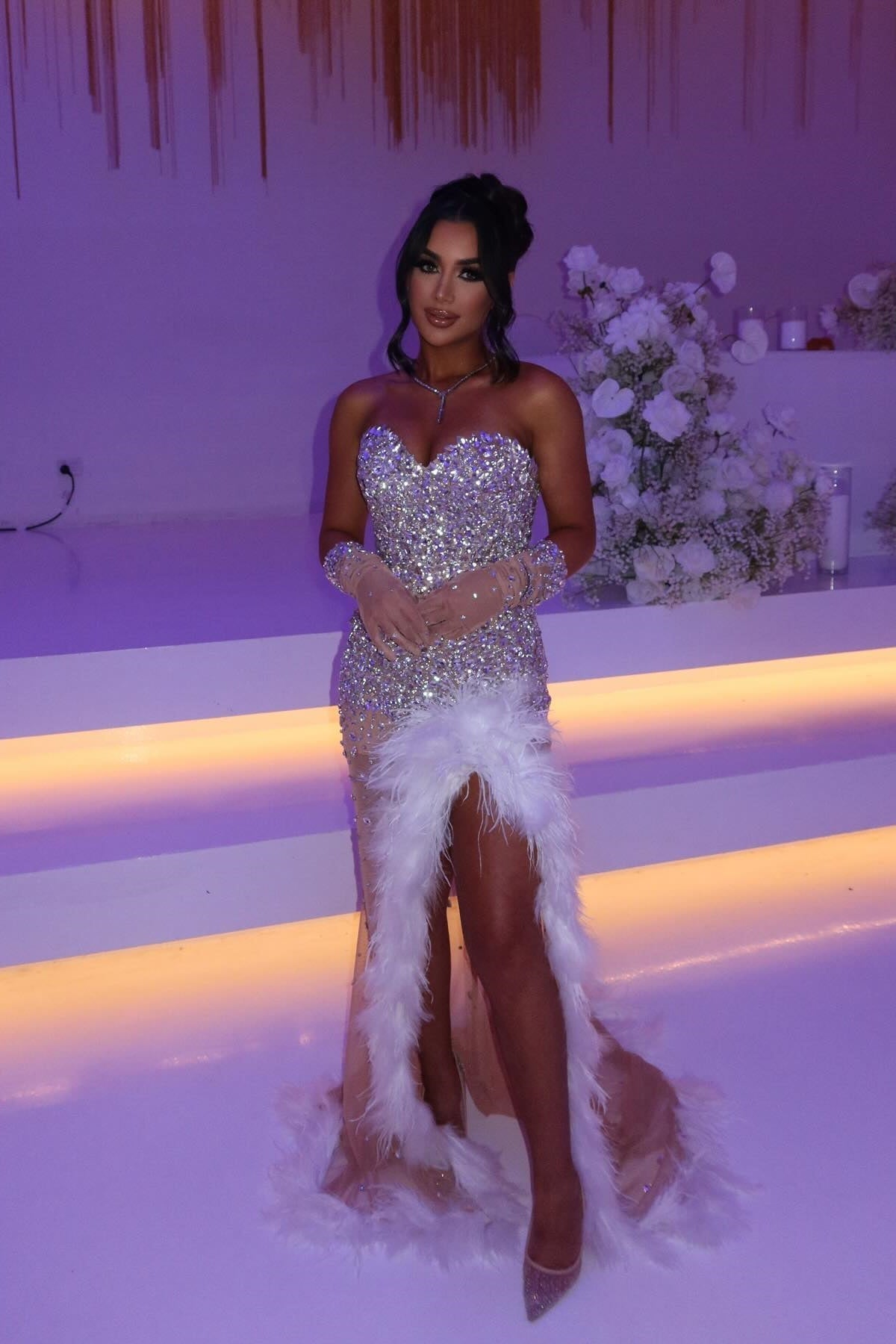 Sparkly Sheath Sweetheart Champagne Long Party Dress with Beading - VelvetHem