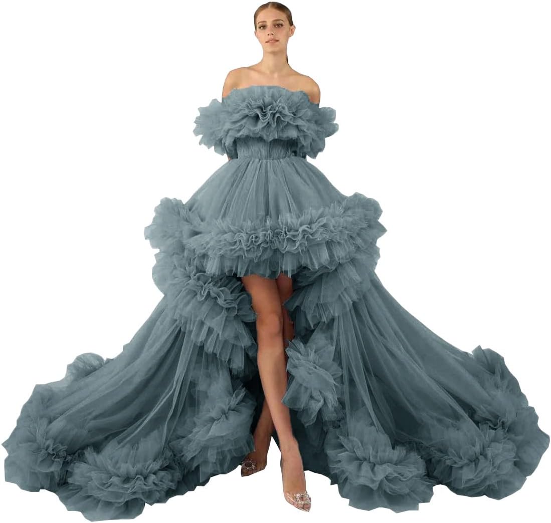 Ruffles Tulle Robe for Maternity Photoshoot Sheer Off Shoulder Maternity Robe Pregnant Baby Shower Prom Gown
