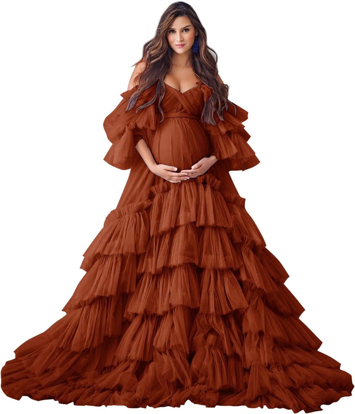 Puffy Tulle Robe Maternity Dress for Photoshoot Sheer Bridal Lingerie Wedding Gown Long Baby Shower Pregnancy Dresses