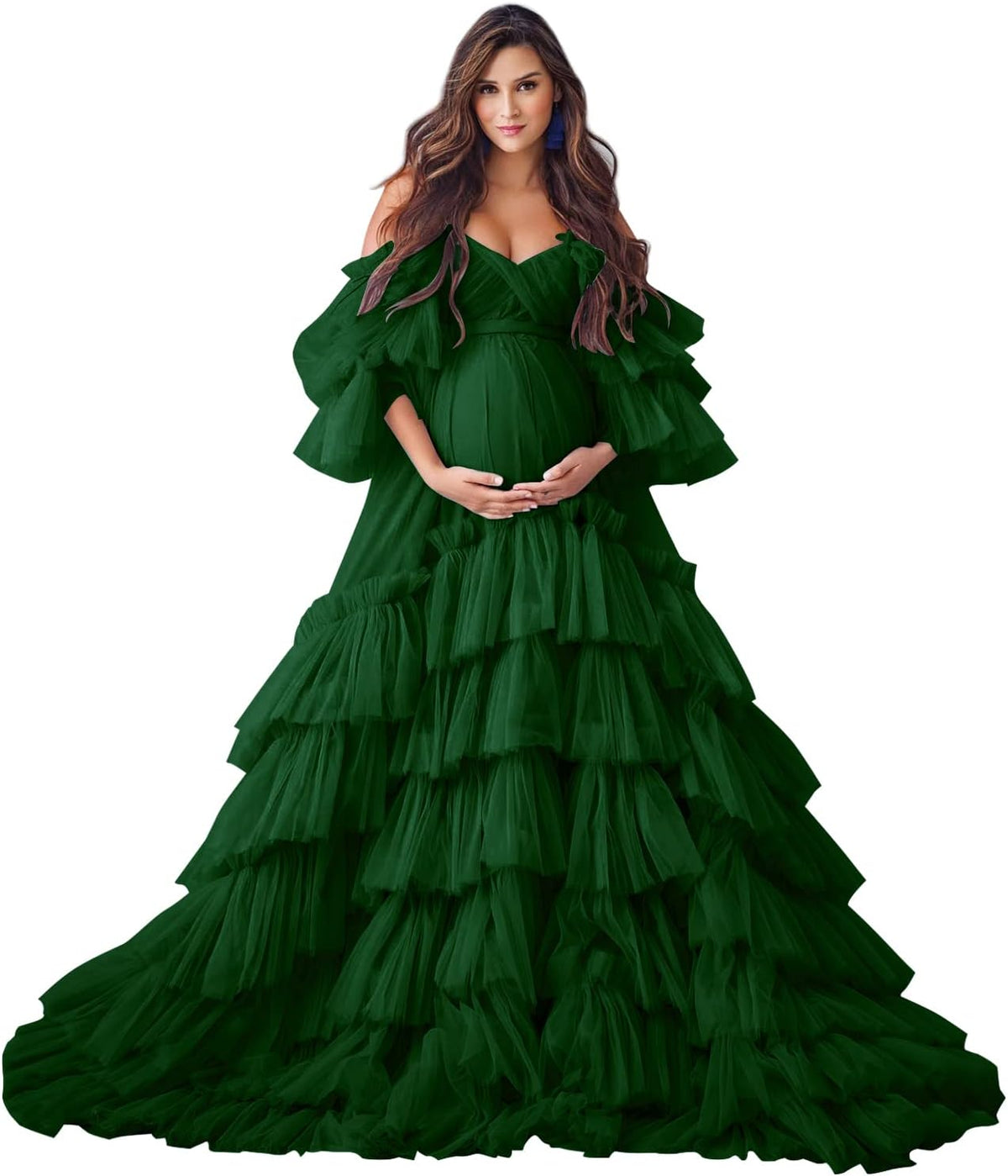 Puffy Tulle Robe Maternity Dress for Photoshoot Sheer Bridal Lingerie Wedding Gown Long Baby Shower Pregnancy Dresses