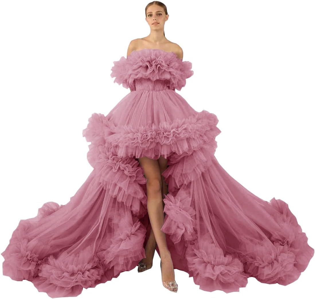 Ruffles Tulle Robe for Maternity Photoshoot Sheer Off Shoulder Maternity Robe Pregnant Baby Shower Prom Gown