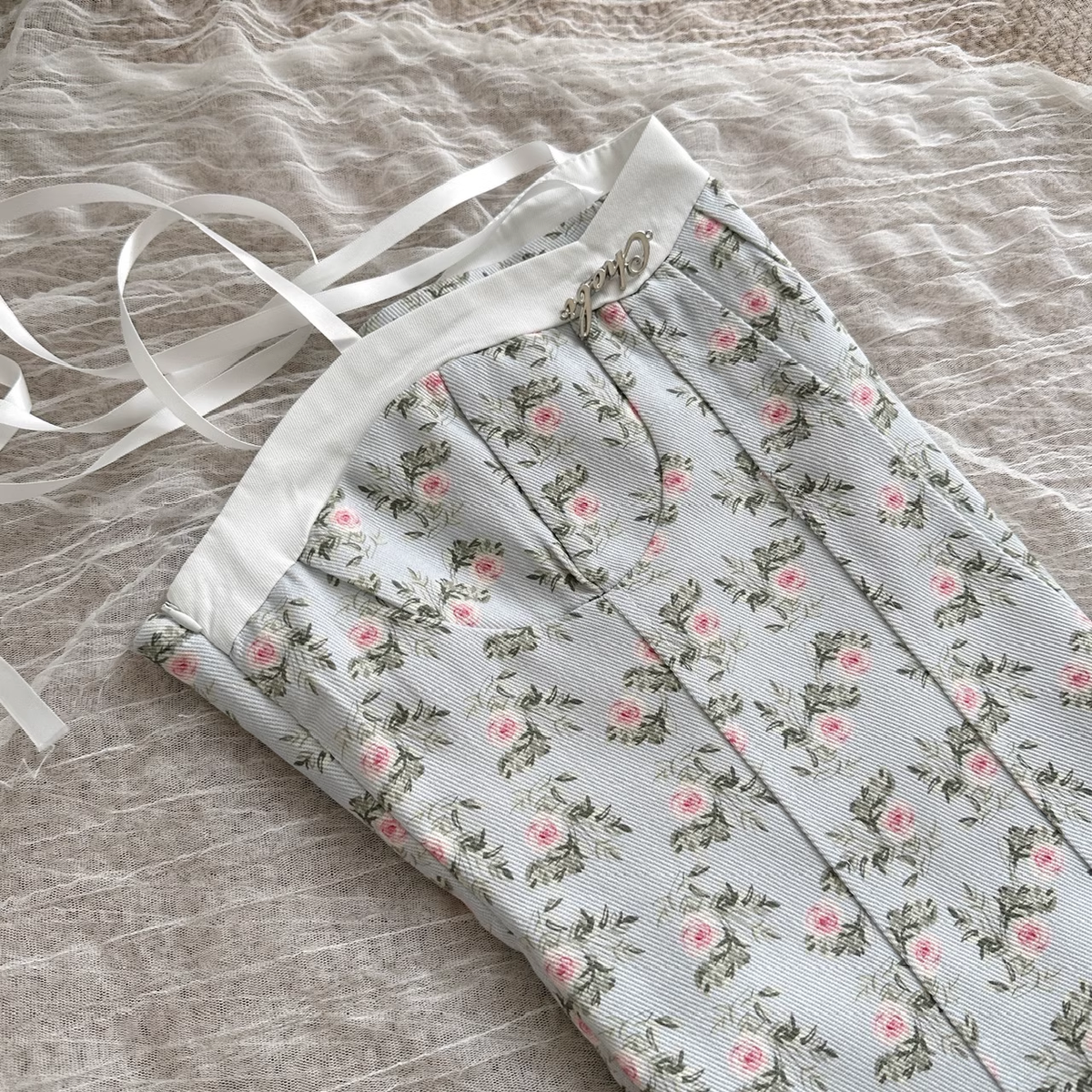 Cute A line Spaghetti Straps Blue Sleeveless Floral Dress Short Holiday Dresses - View 5 | VelvetHem