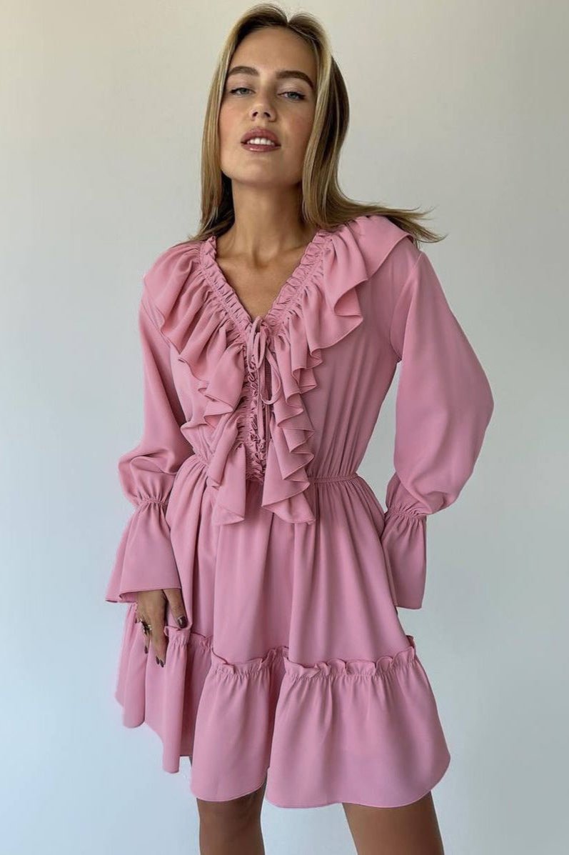 Amelia Breeze Ruffle Long Sleeve Mini Dress