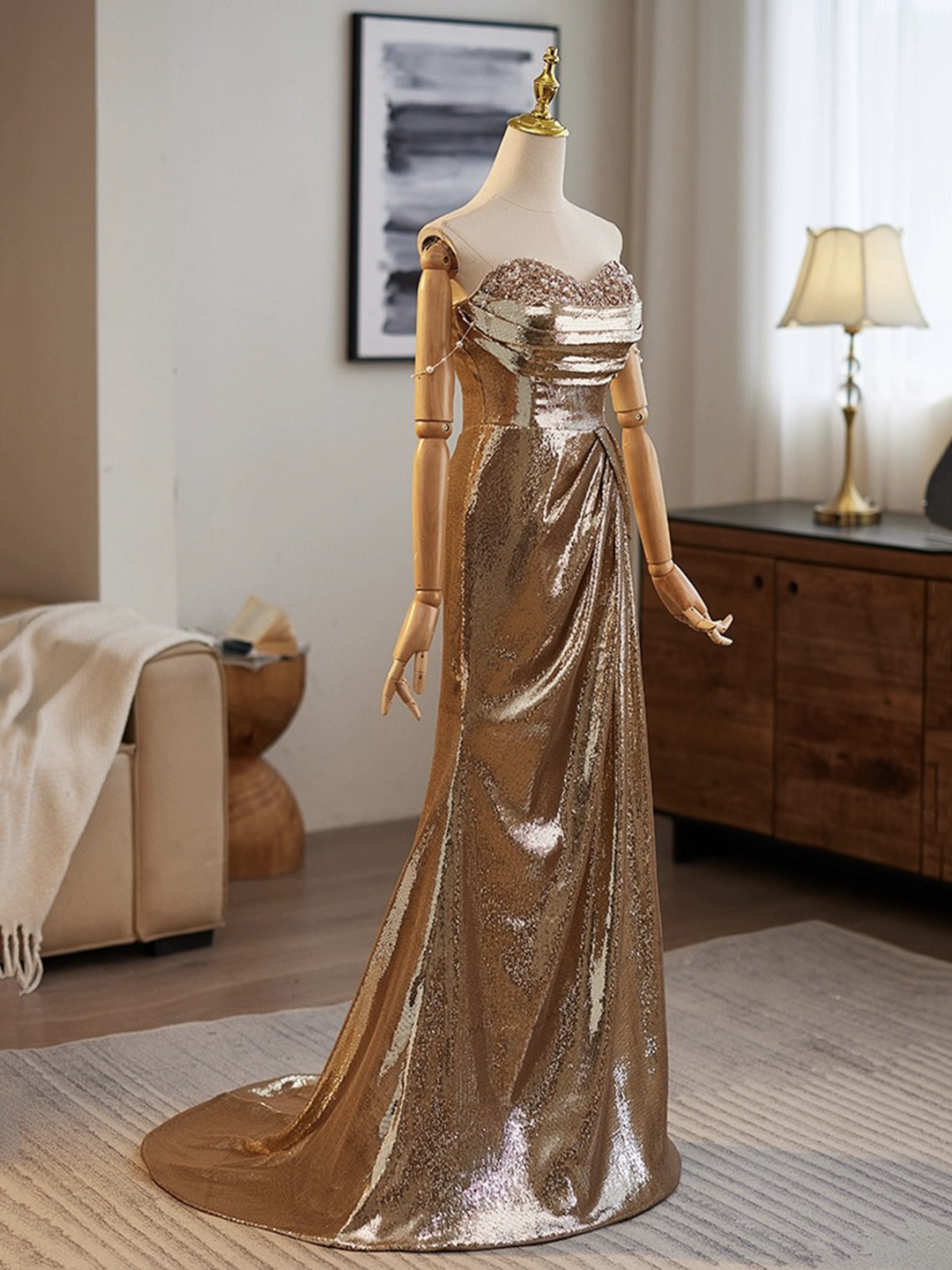 Gorgeous Sequins Mermaid Evening Dress Formal Prom Party Gown - View 5 | VelvetHem