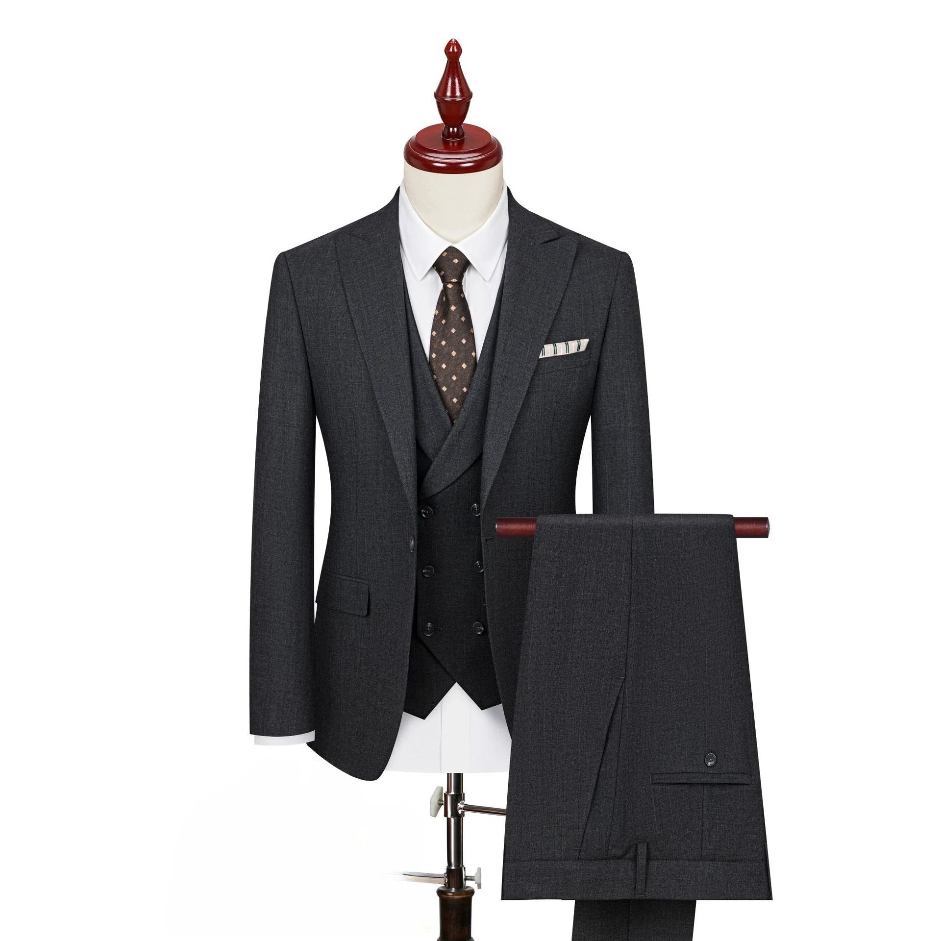Mens Black Flat Collar Suit Jacket For Groom Wedding Formal Wear (ZD17082)