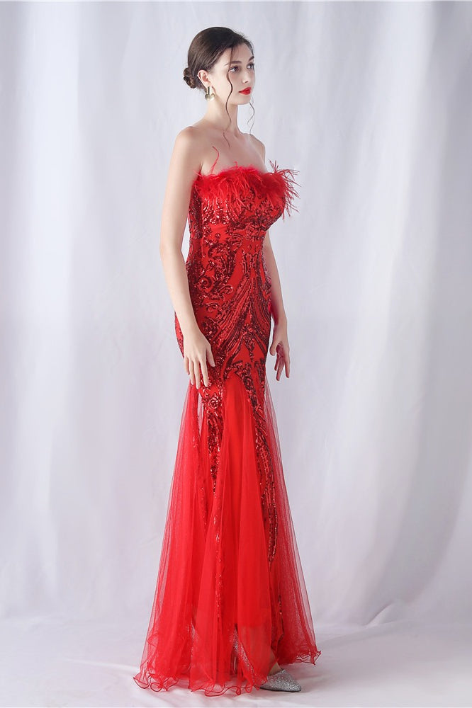 Ostrich Feather Sequin Dress with Relaxed Fit and Seasonal Wardrobe Essential