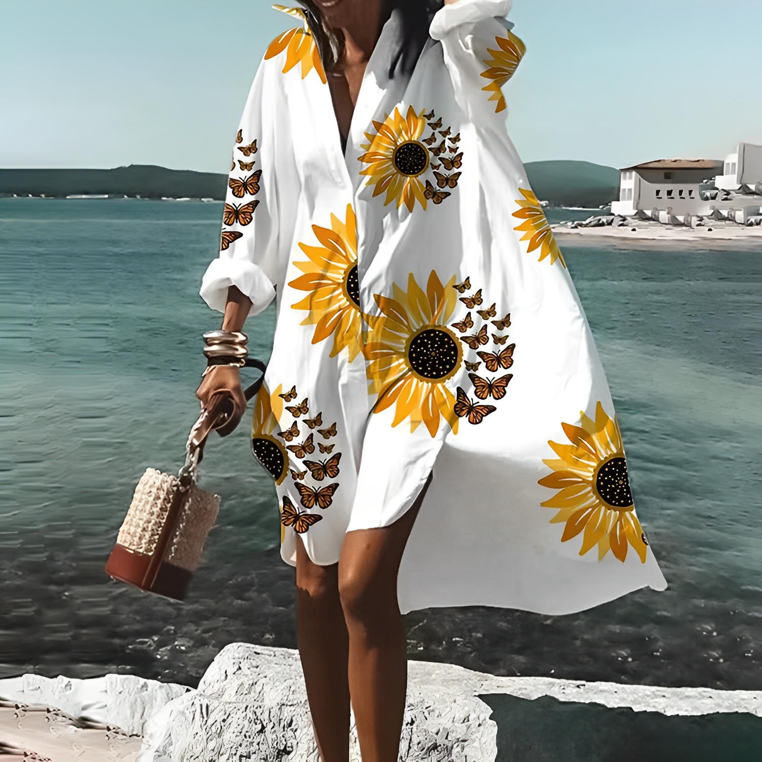 Lana Elevated Knee Length Dress with Unique Print Occasion Wear