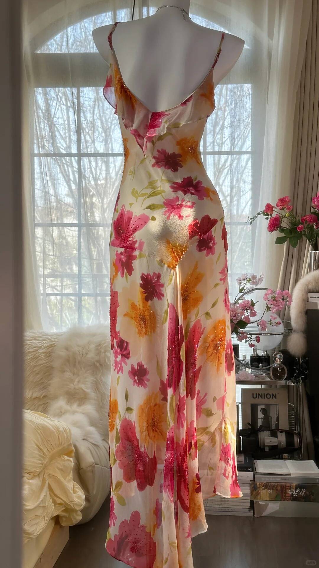 Pretty Chiffon Print Floral Beaded Mermaid Evening Dress Long Formal Party Dress - View 10 | VelvetHem