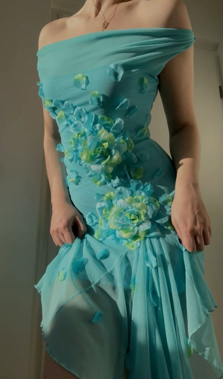 Unique Off The Shoulder Chiffon Appliques Party Dress Birthday Dress - View 2 | VelvetHem