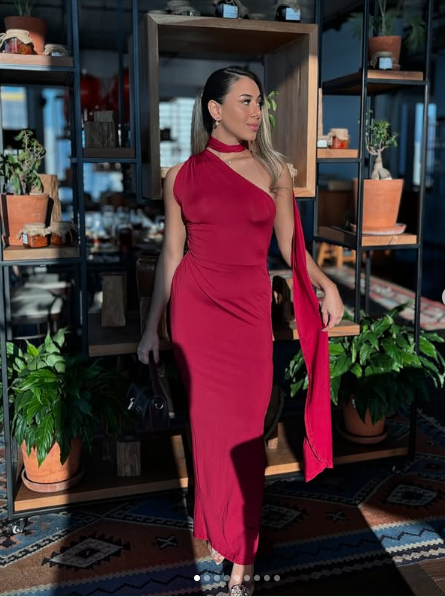 Sexy Sheath Long Prom Dress Burgundy One Shoulder Evening Gown Y8214 - VelvetHem