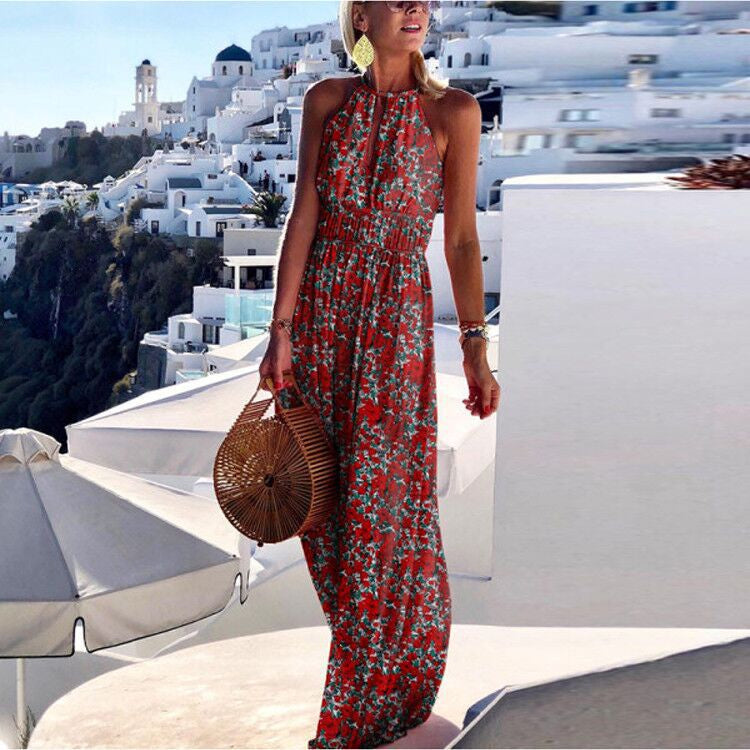 Reina Elevated Boho Maxi Dress with Halterneck Statement Occasion Edit