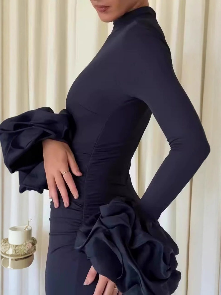Trendy Flared Sleeve Slit Evening  Dress