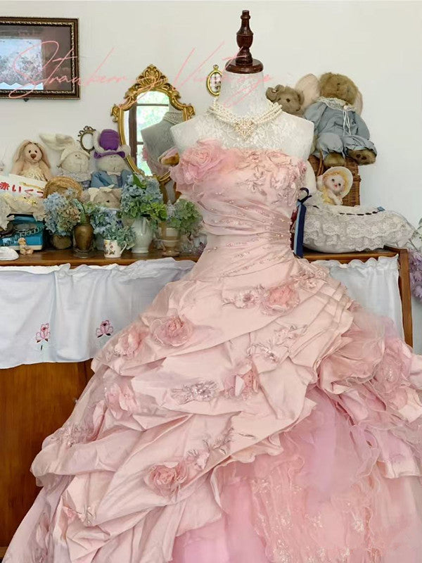 Pink A Line Princess Quinceanera Dress Ball Gown Sweet 16 Dresses fg7178 - View 9 | VelvetHem