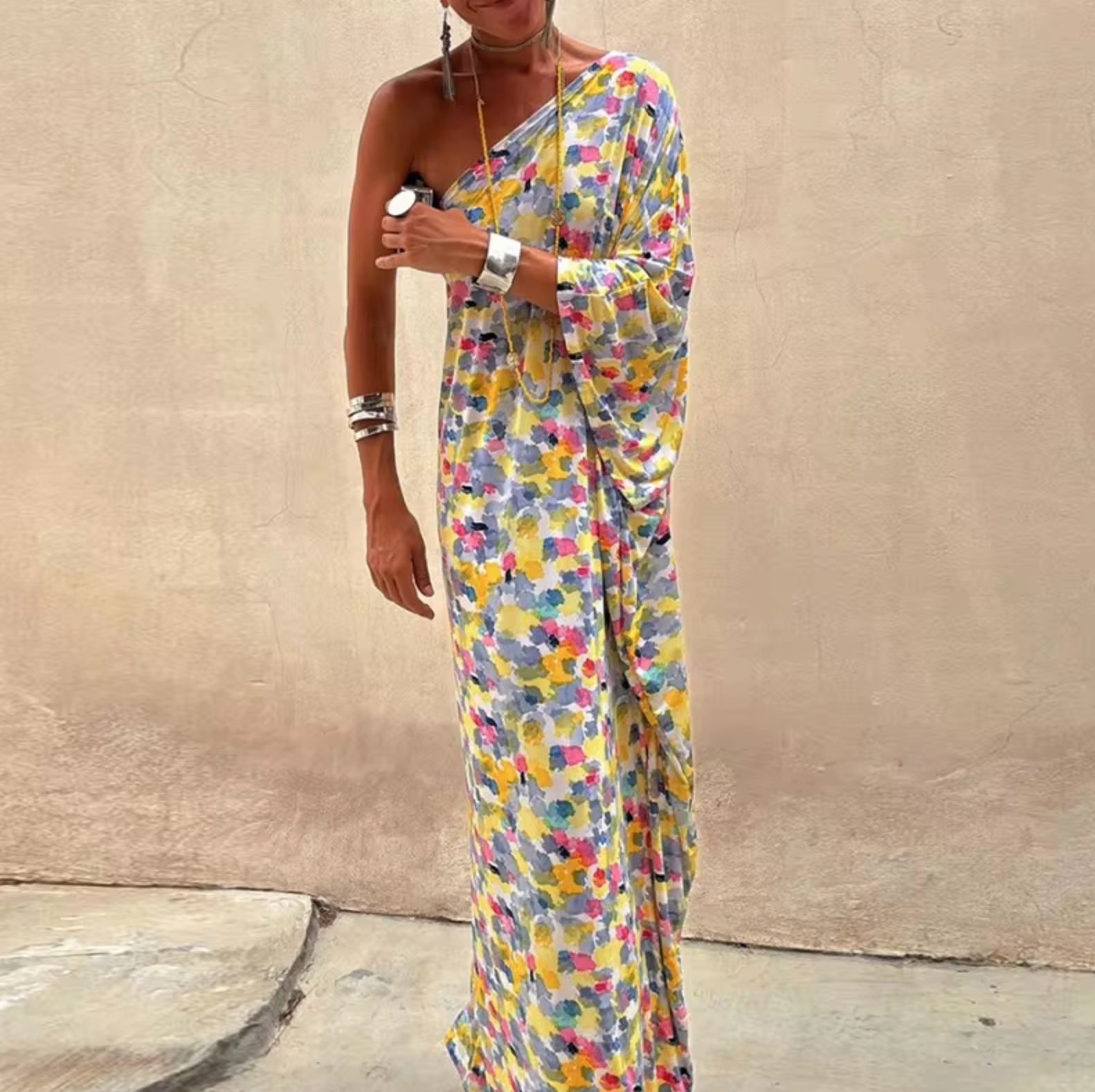 Rosetta Timeless Floral Print One Shoulder Maxi Dress Elevated Occasion Wear