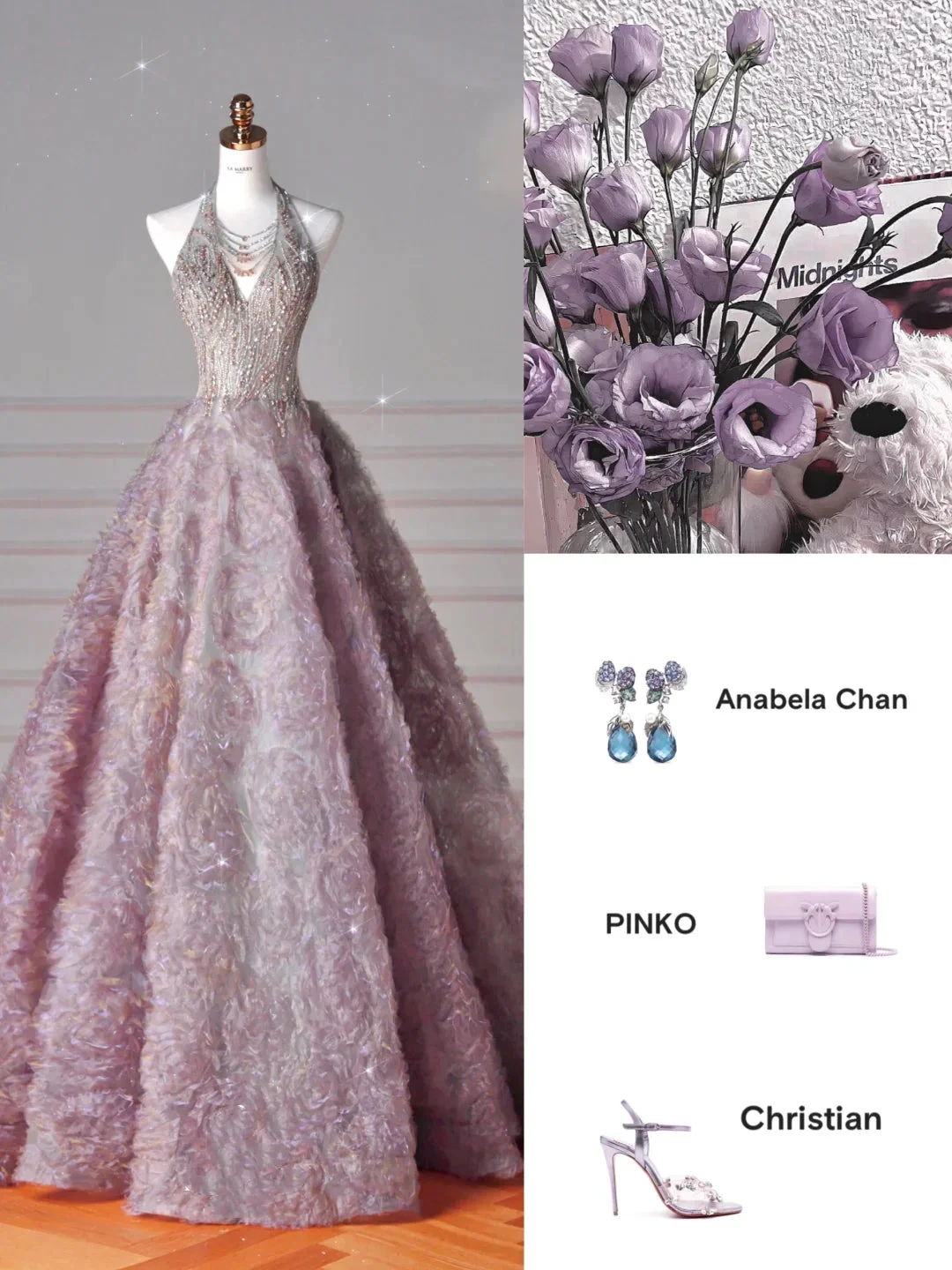 Glamorous Halter Purple Tulle Flowers Beaded Prom Dress,A Line Evening Dress Wedding Dress Y8625 by simplepromdress
