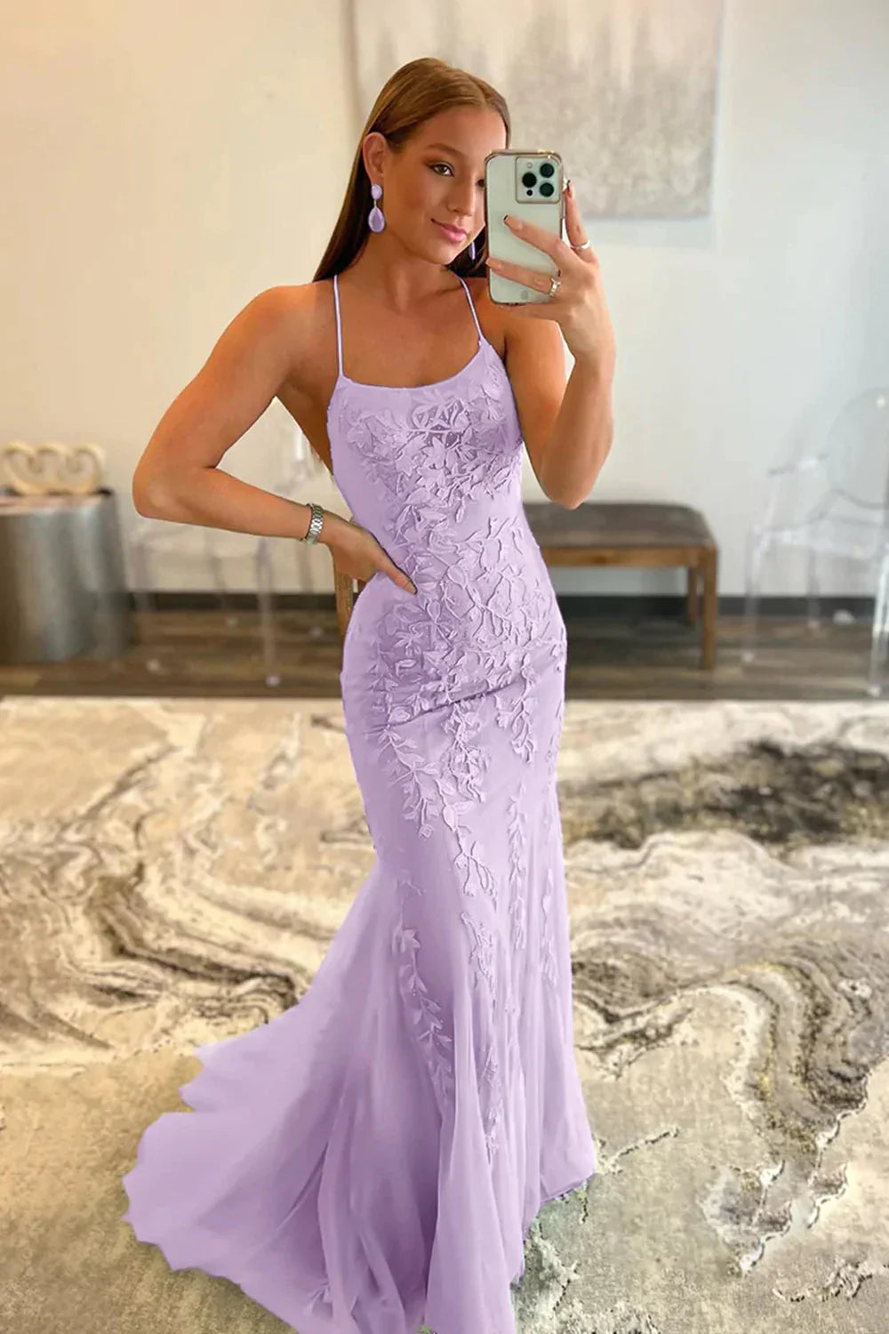 Mermaid Spaghetti Straps Green Long Prom Dress with Appliques