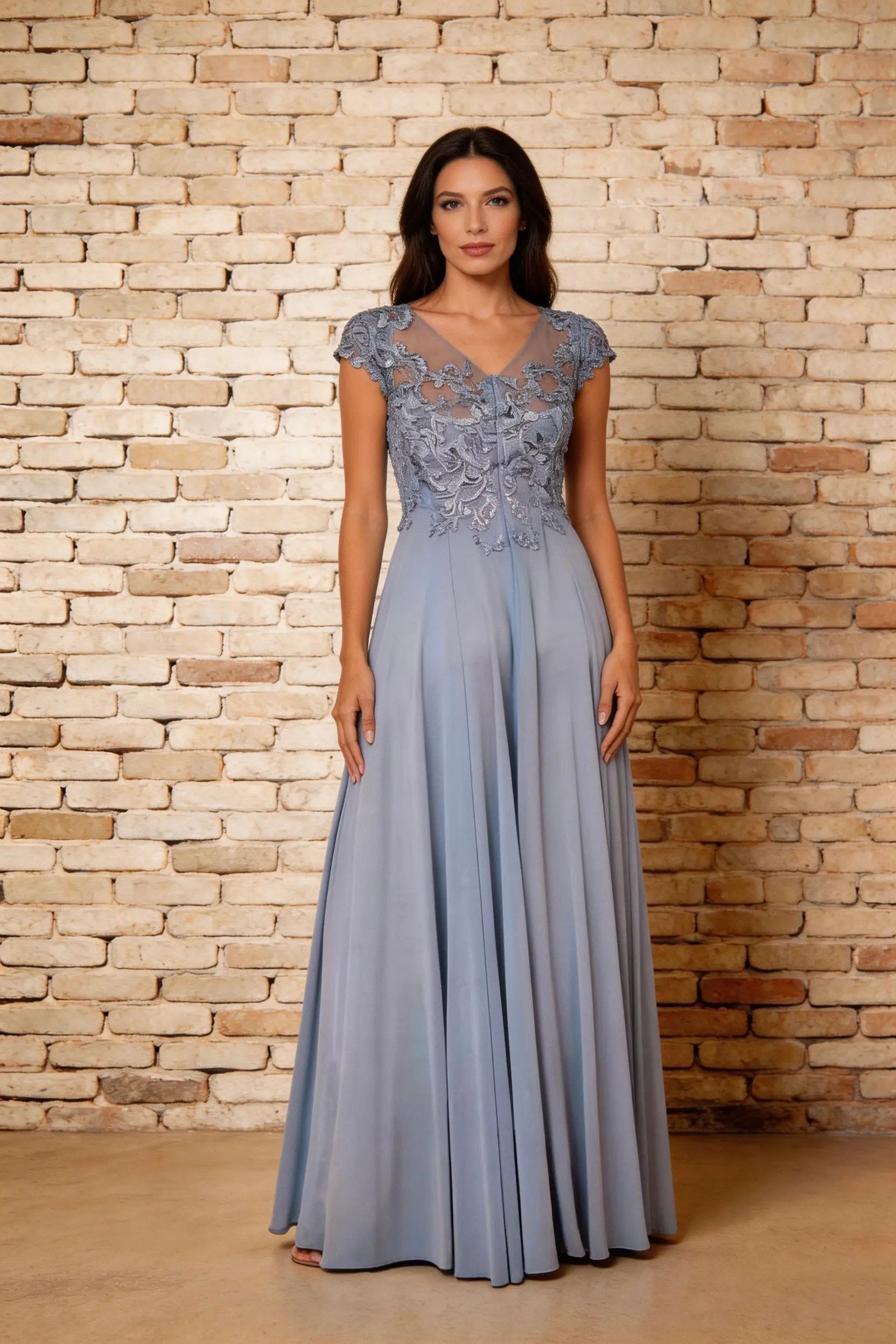 Elegant Lace Applique Chiffon A-Line Mother of the Bride Dress by tangjianjun