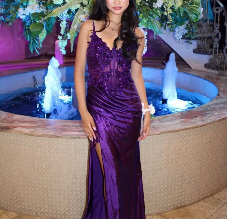 Purple shiny party dress evening dress fg6874 - View 2 | VelvetHem