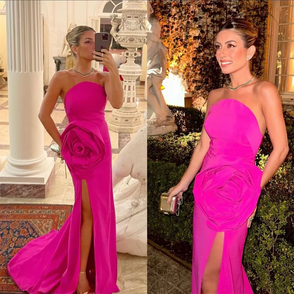 Strapless Prom Dresses Sheath, Celebrity Party Gowns, Flowers Occasion Evening Dresses fg6841 - VelvetHem