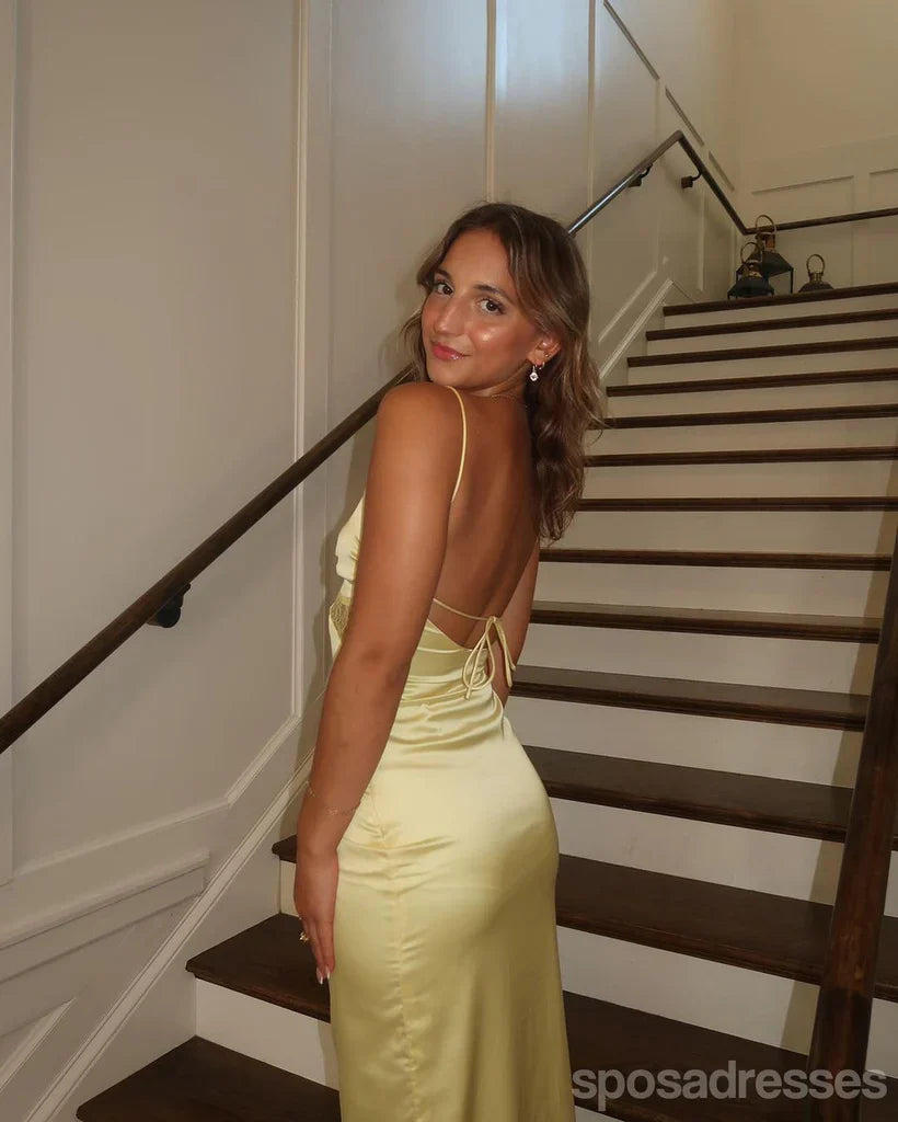 Sexy Yellow Mermaid Spaghetti Straps Long Party Prom Dresses Ideas,Evening Gowns fg6983 - View 2 | VelvetHem
