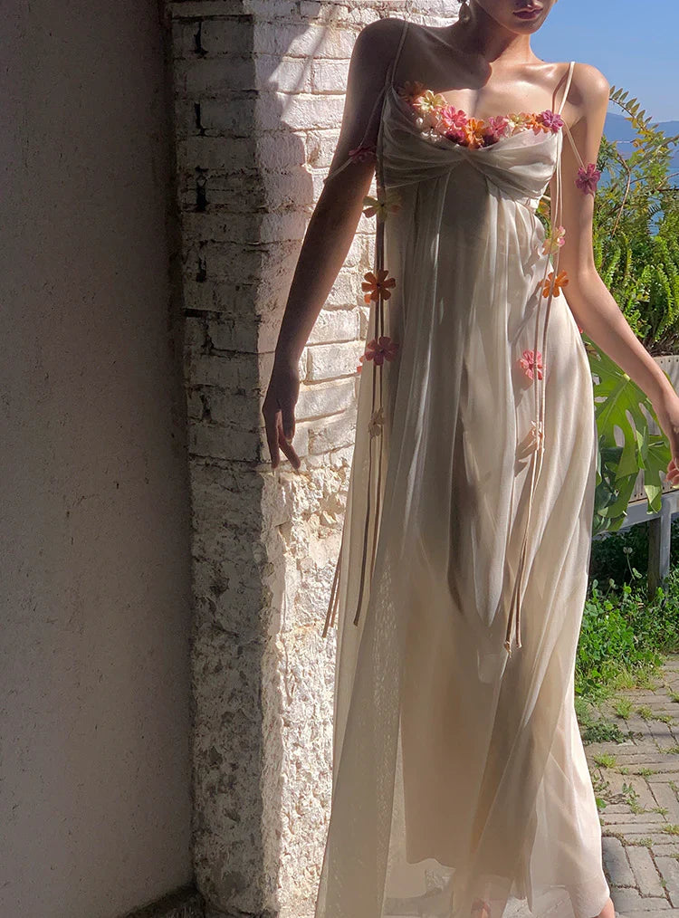Bohemian Long Beach Dress for Women, Chic and Elegant Outfit with Spaghetti Straps, Princess Evening Gowns fg6985 - View 2 | VelvetHem