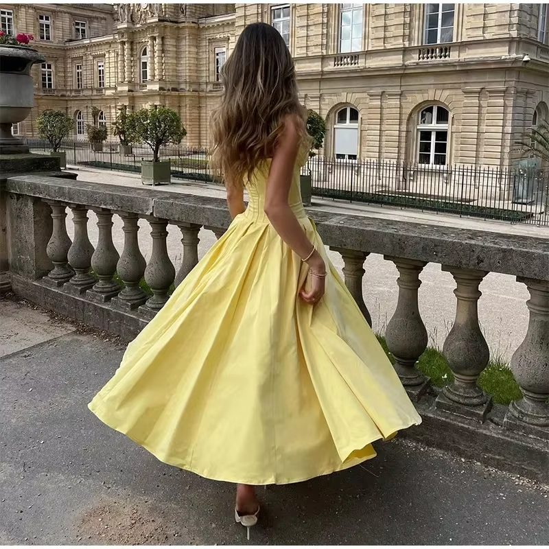 Simple Women strapless pleated maxi dress fashion sexy sleeveless A-line party dress Evening Dress fg6847 - View 2 | VelvetHem