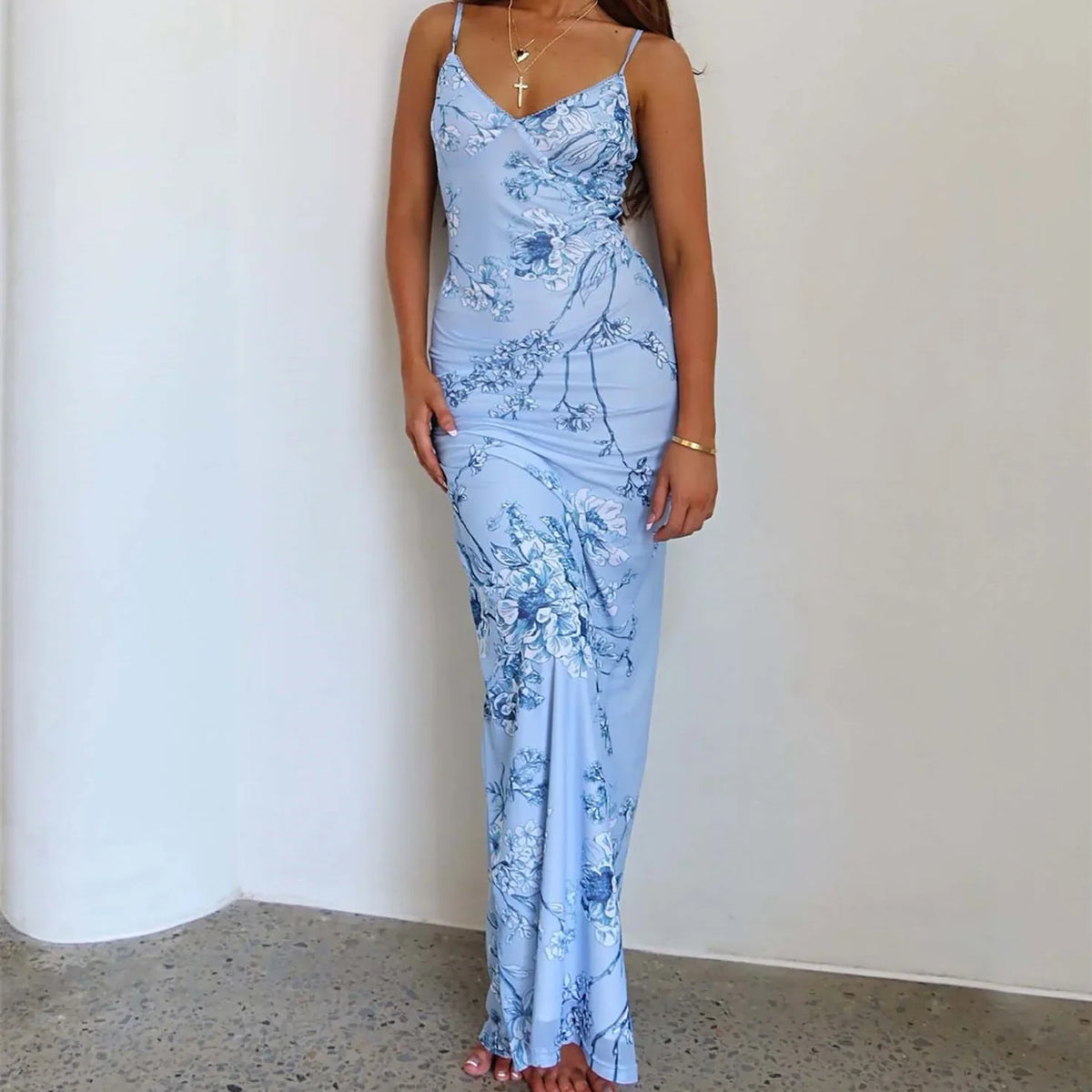 Modest Mermaid Spaghatti Straps Light Blue Prom Dress Long Evening Dresses fg7160 - View 3 | VelvetHem
