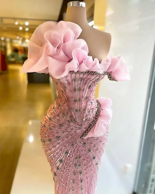 Sparkly Prom Dresses Beaded Crystals Pink Evening Formal Gowns fg7008 - View 2 | VelvetHem