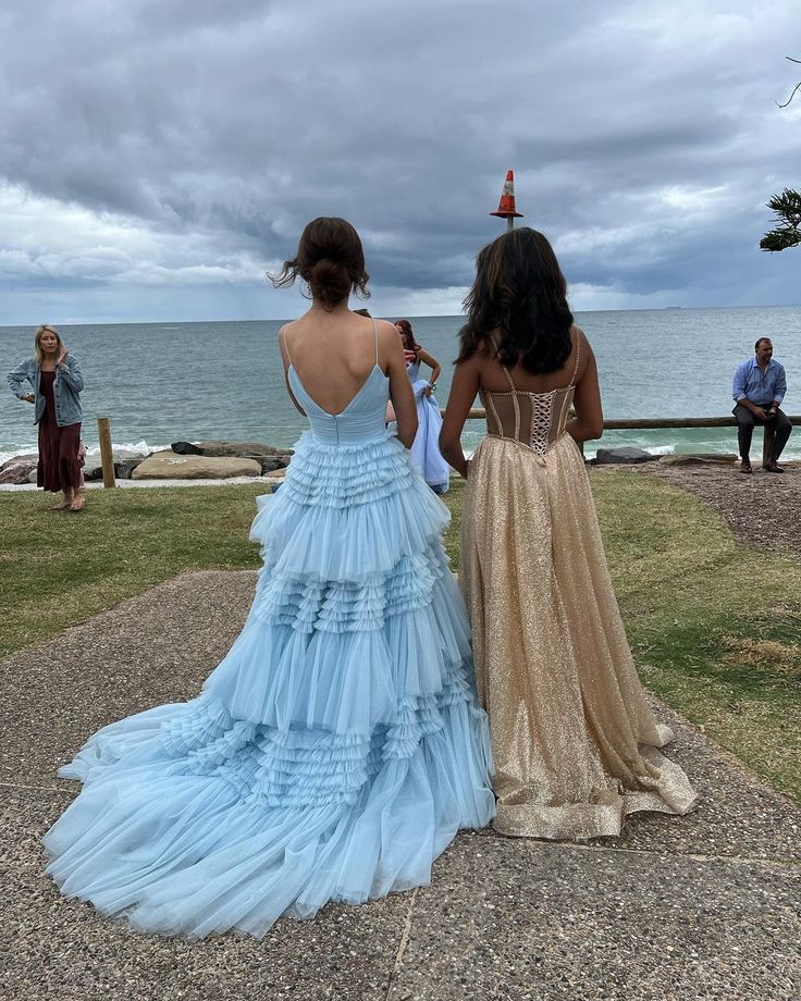 V Neck Layers Tulle Long Ball Gown,A Line Spaghetti Strap Evening Dresses
