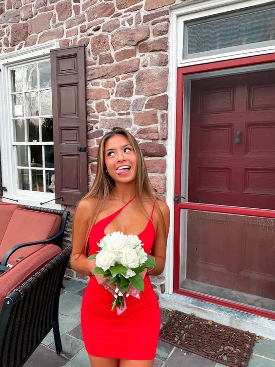 Red hoco dress, bodycon dress Short Prom Dresses