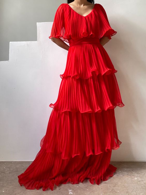 Red long prom dress, fashion evening dress - VelvetHem