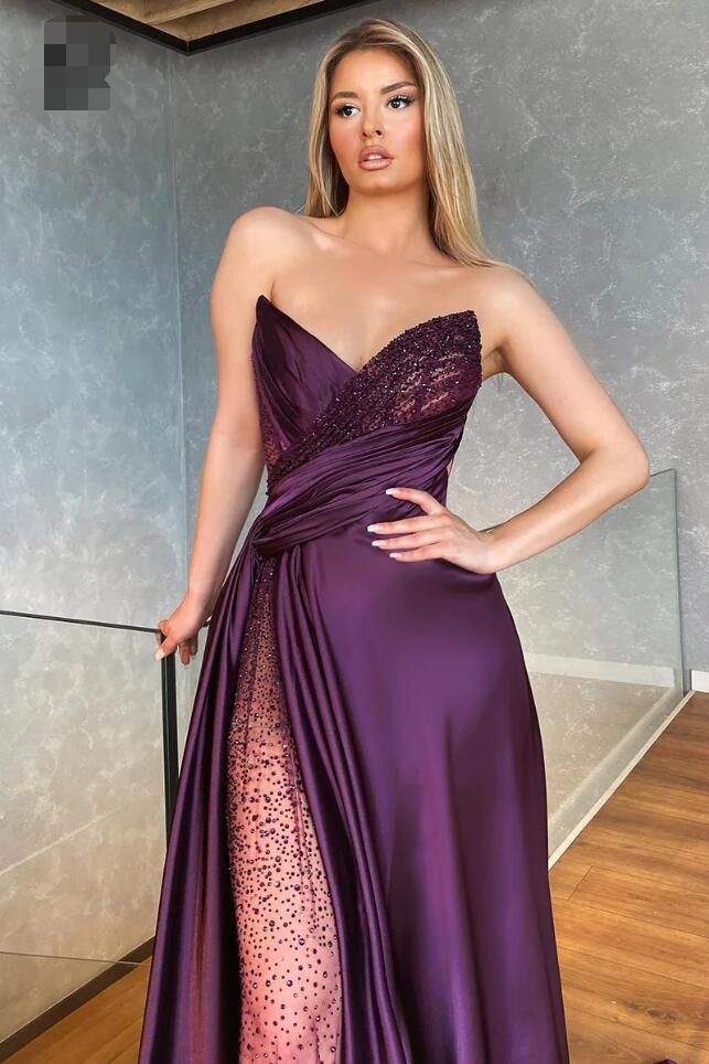 Sexy V-Neck Side Split Long Prom Dress