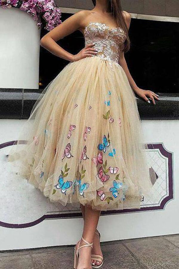 Unique Sweetheart Butterfly Flower Homecoming Dresses Online, Short Prom Dresses - View 2 | VelvetHem