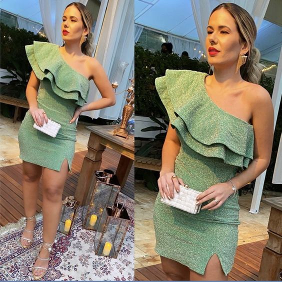 Green Shinny Short Homecoming Dress Party Dresses