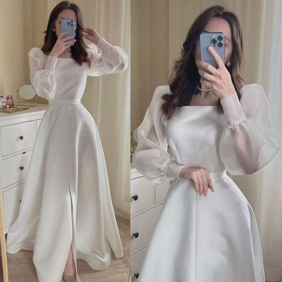 White Long Prom Dress Formal Occasion Dresses - VelvetHem