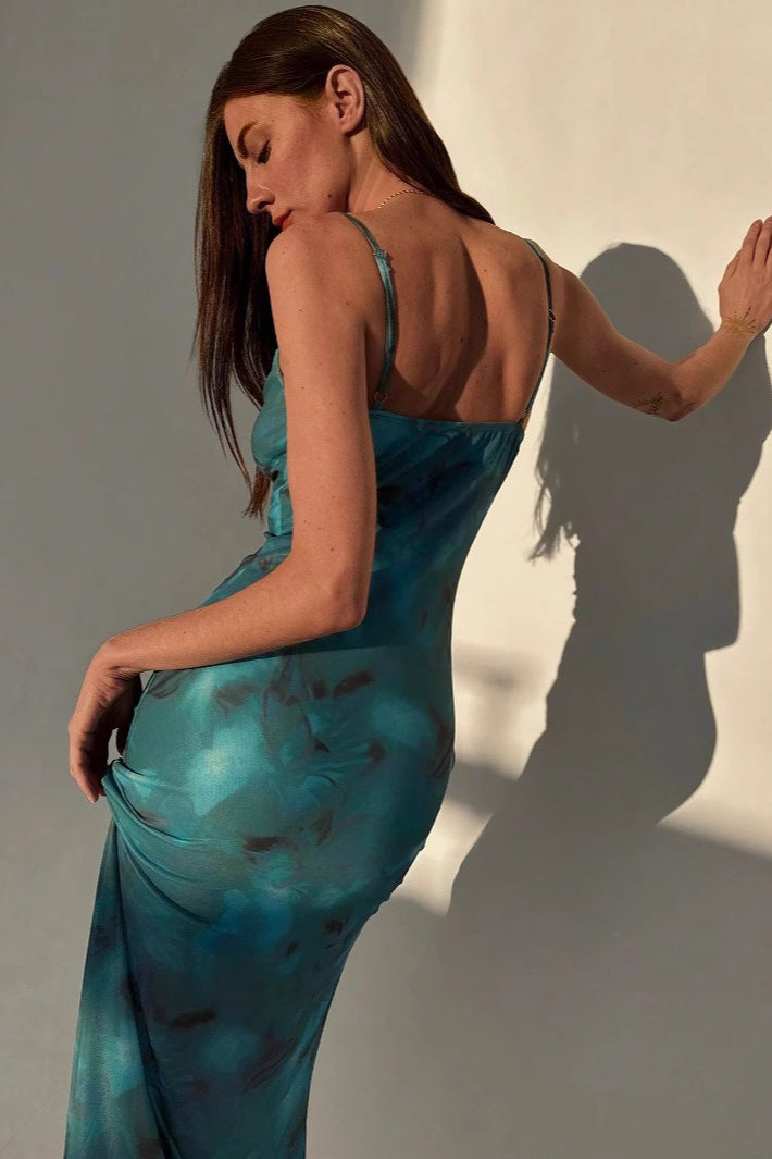 Strap Slim Bodycon Midi Floral Dress
