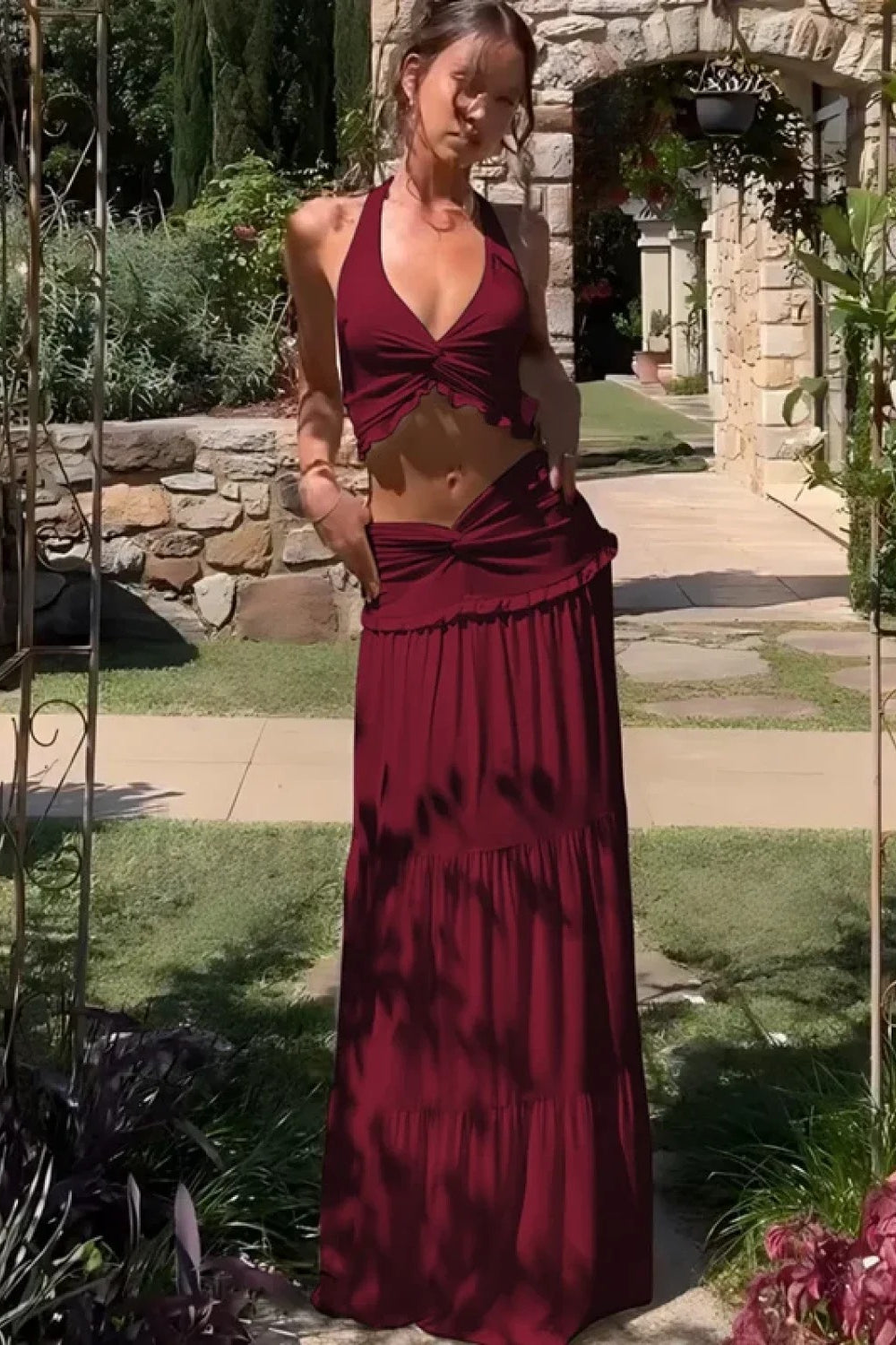 Modern Sleeveless Halter Twist Dress for Modern Fashion Wear