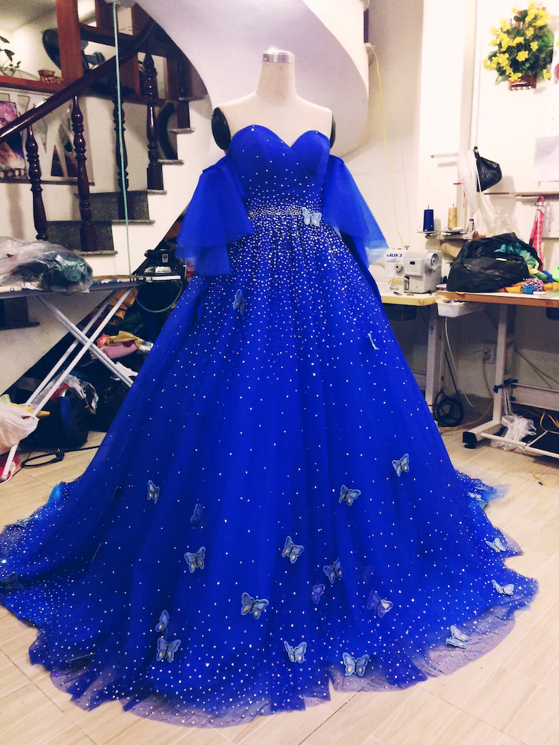 Royal Blue/Red quincea�era dress Ball Gown Prom Dresses Evening Gown - View 6 | VelvetHem